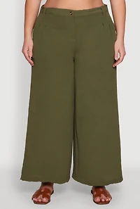 Womens Plus Size Chic Crepe Knit High Waisted Pants, Green, Size 3X