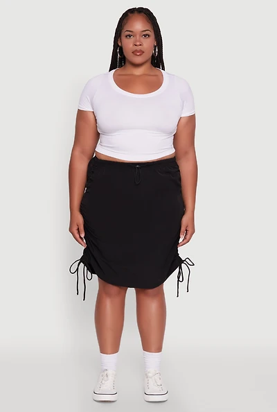 Womens Plus Toggle Drawstring Waist Midi Skirt,
