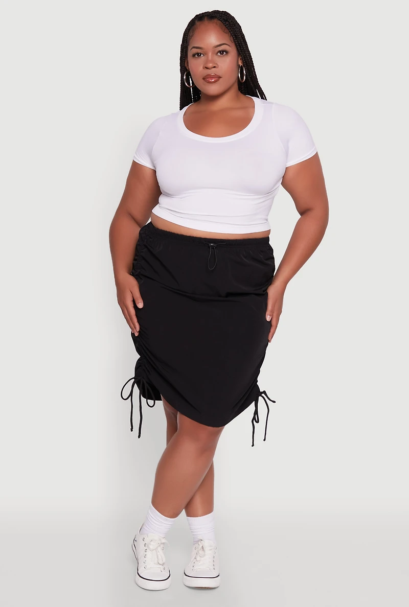 Plus Toggle Drawstring Waist Midi Skirt