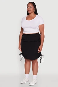 Womens Plus Toggle Drawstring Waist Midi Skirt,