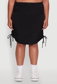 Womens Plus Toggle Drawstring Waist Midi Skirt,