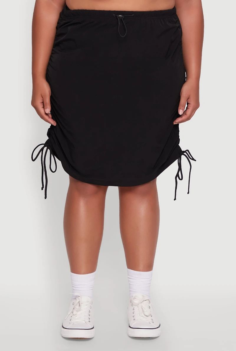 Womens Plus Toggle Drawstring Waist Midi Skirt, 1X