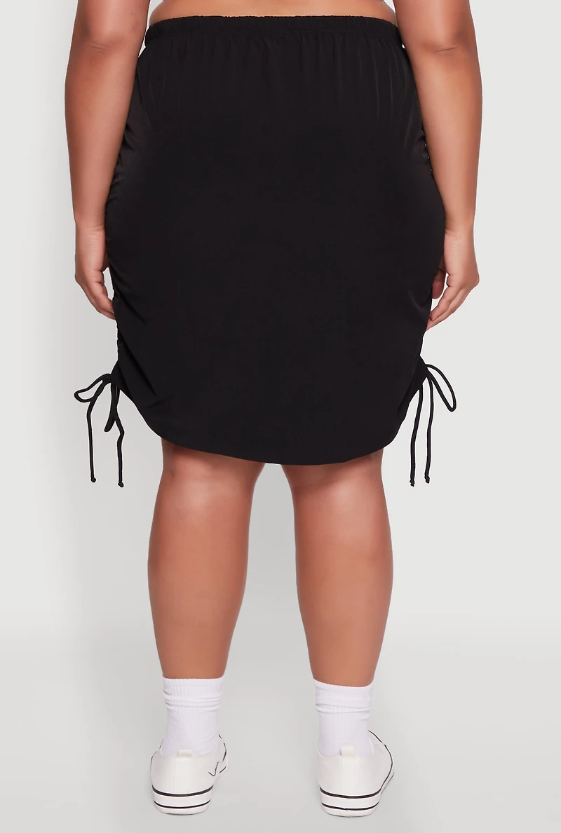 Plus Toggle Drawstring Waist Midi Skirt