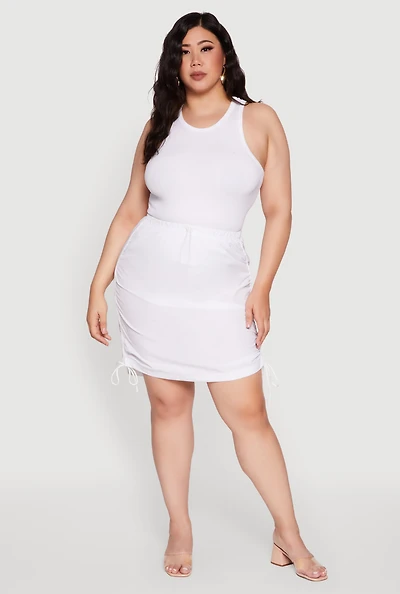 Plus Toggle Drawstring Waist Midi Skirt