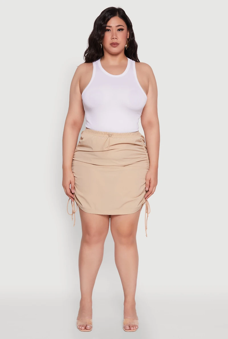 Womens Plus Toggle Drawstring Waist Midi Skirt,