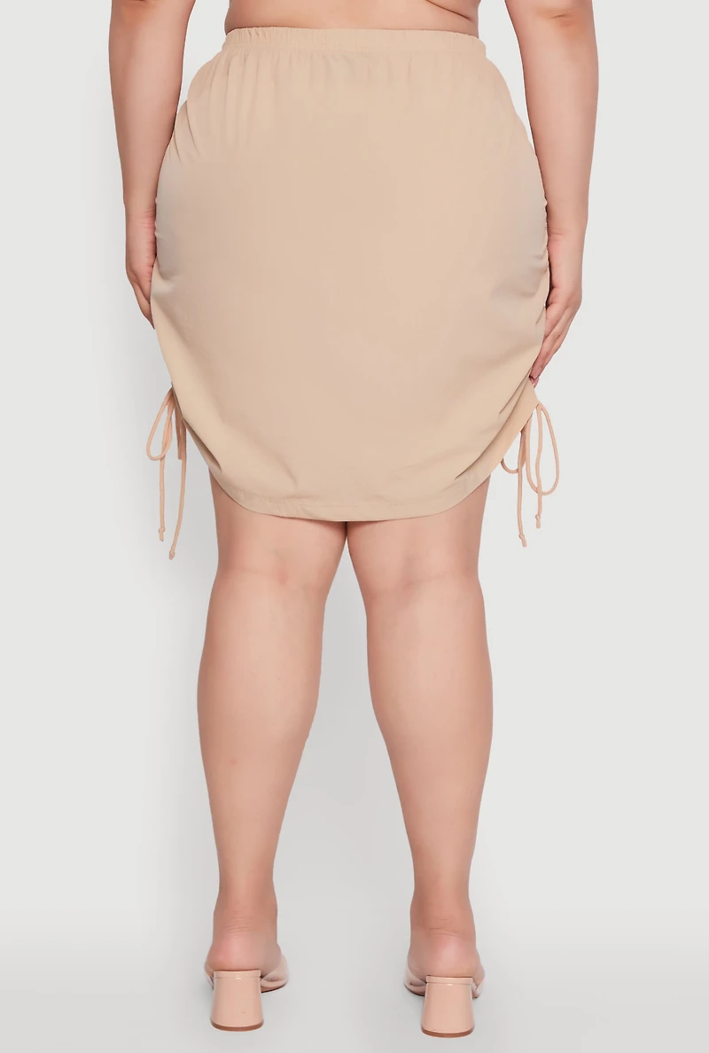 Womens Plus Toggle Drawstring Waist Midi Skirt,