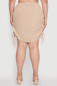 Womens Plus Size Toggle Drawstring Waist Midi Skirt, Khaki, Size 1X