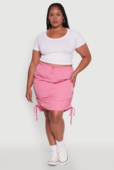 Womens Plus Toggle Drawstring Waist Midi Skirt,