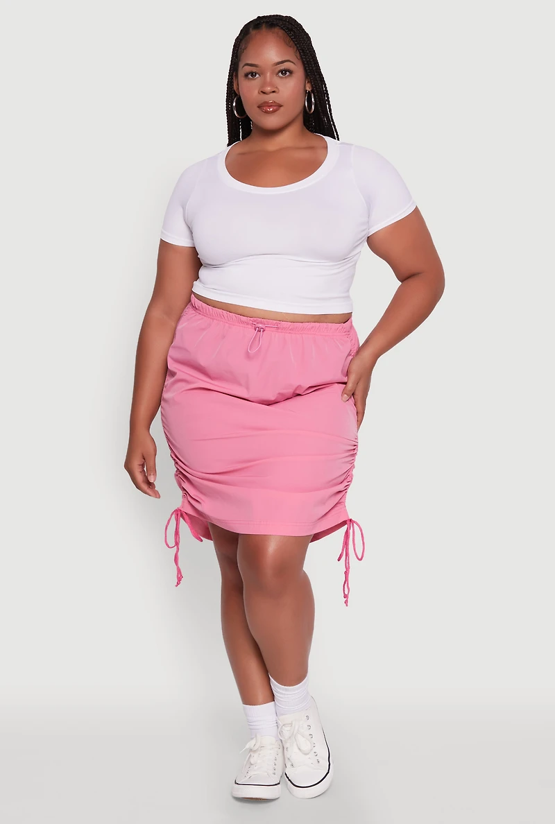 Plus Toggle Drawstring Waist Midi Skirt