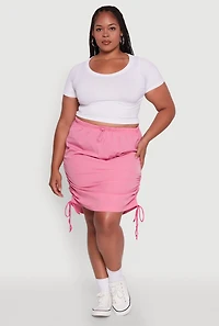 Plus Toggle Drawstring Waist Midi Skirt