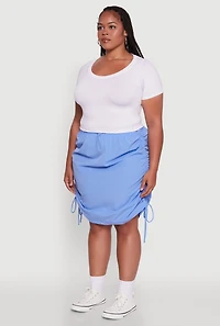 Womens Plus Toggle Drawstring Waist Midi Skirt, Blue,