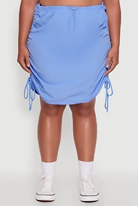 Womens Plus Toggle Drawstring Waist Midi Skirt, Blue,