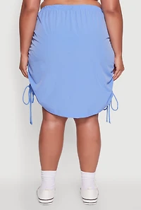 Womens Plus Toggle Drawstring Waist Midi Skirt, Blue,