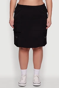 Womens Plus Nylon Pull On Utility Skirt with Elastic Waist,