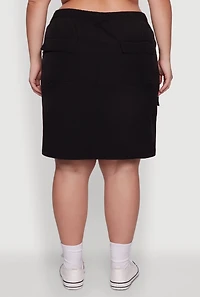 Womens Plus Size Nylon Pull On Utility Skirt with Elastic Waist, Black, Size 3X