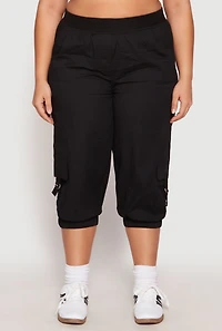 Plus Poplin Pull On Capri Pants