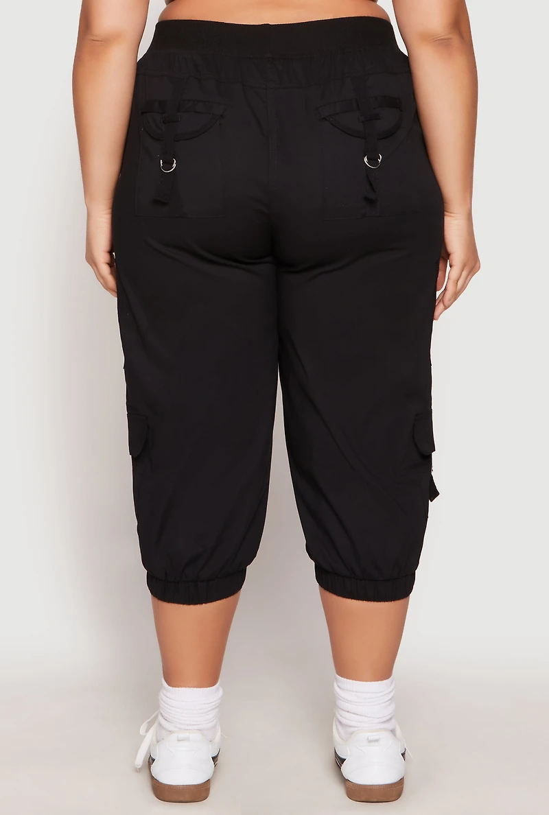 Plus Poplin Pull On Capri Pants