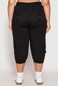 Plus Poplin Pull On Capri Pants