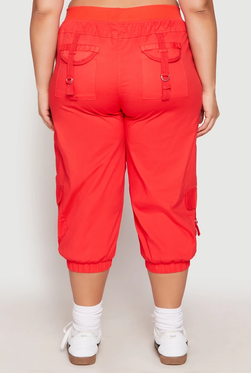 Womens Plus Poplin Pull On Capri Pants, 3X
