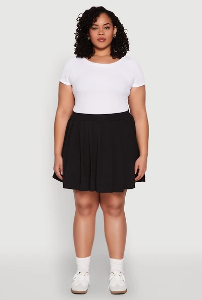 Womens Plus High Waisted Active Pleated Skirt,