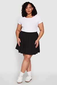 Womens Plus Size High Waisted Active Pleated Skirt, Black, Size 1X