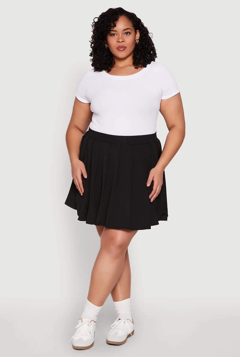 Womens Plus High Waisted Active Pleated Skirt, 3X
