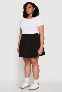 Womens Plus Size High Waisted Active Pleated Skirt, Black, Size 1X