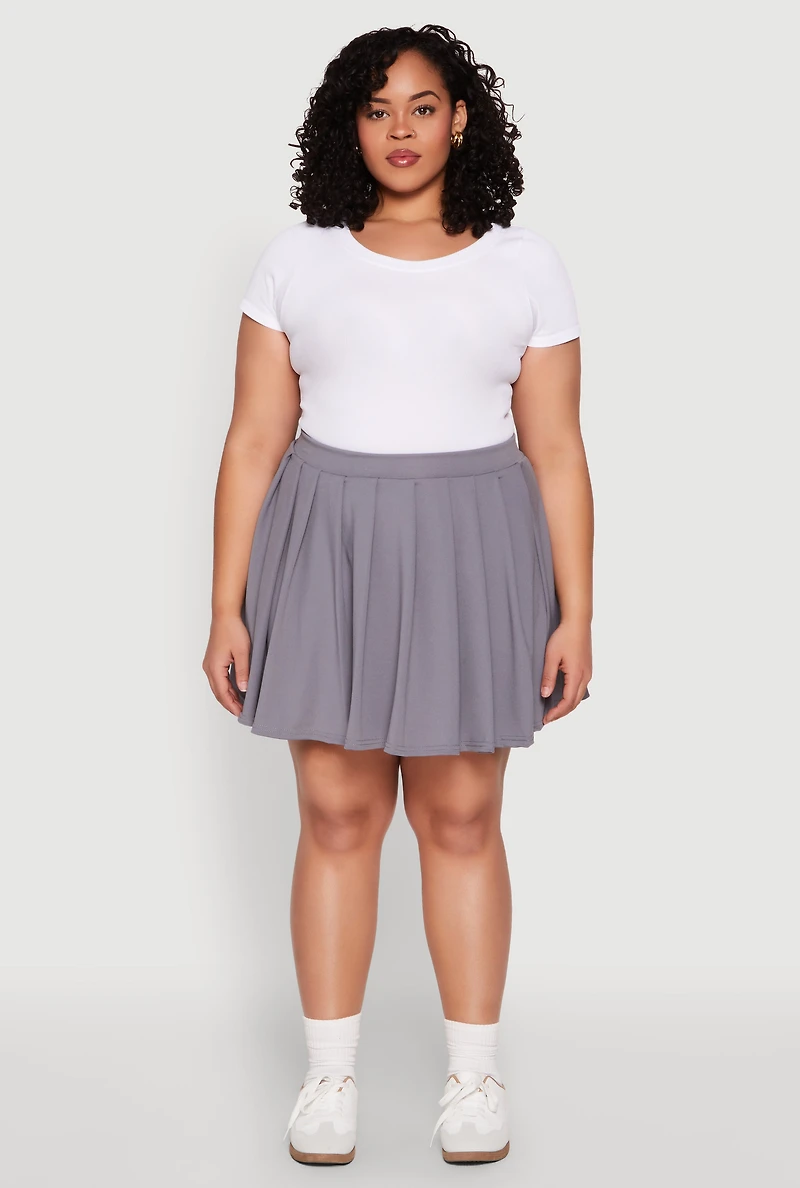 Womens Plus High Waisted Active Pleated Skirt,