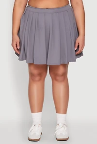 Womens Plus High Waisted Active Pleated Skirt,