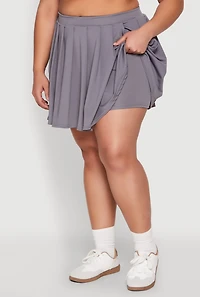 Womens Plus High Waisted Active Pleated Skirt,