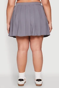 Womens Plus High Waisted Active Pleated Skirt,