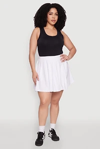 Womens Plus High Waisted Active Pleated Skirt, White,