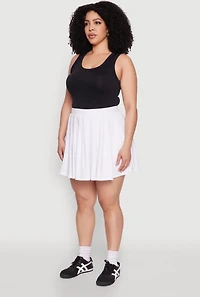 Womens Plus High Waisted Active Pleated Skirt, White,