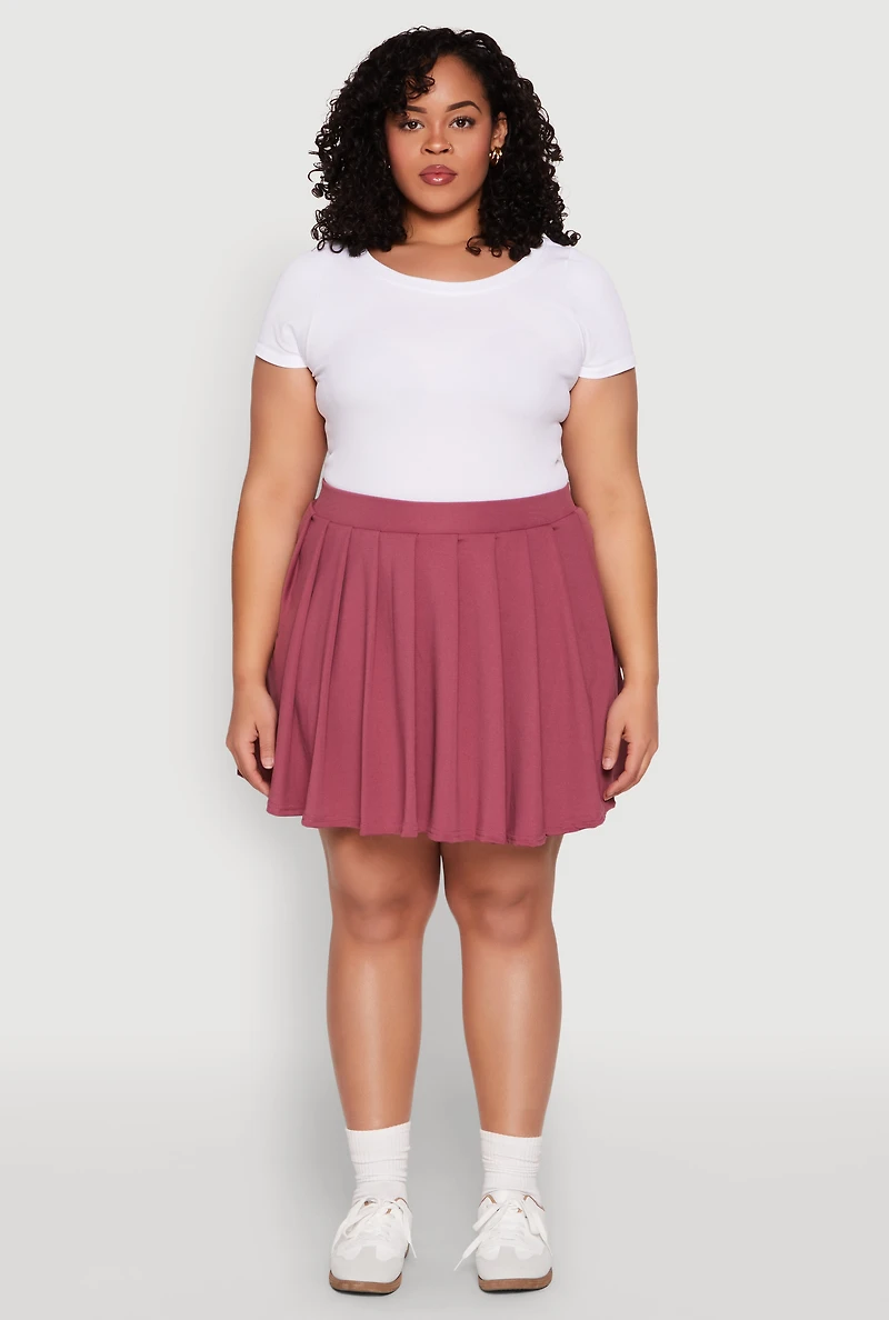 Womens Plus Size High Waisted Active Pleated Skirt, Pink, Size 2X
