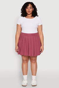 Womens Plus Size High Waisted Active Pleated Skirt, Pink, Size 2X
