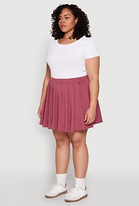Womens Plus Size High Waisted Active Pleated Skirt, Pink, Size 2X