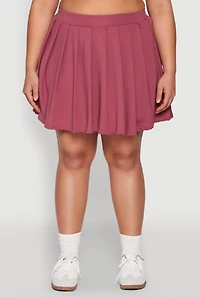 Womens Plus Size High Waisted Active Pleated Skirt, Pink, Size 2X