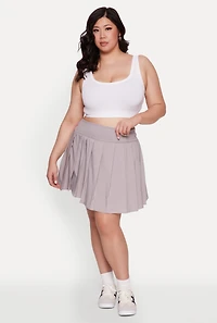 Womens Plus Size High Waist Pleated Tennis Skirt, Grey, Size 2X