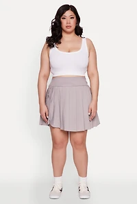 Womens Plus Size High Waist Pleated Tennis Skirt, Grey, Size 2X