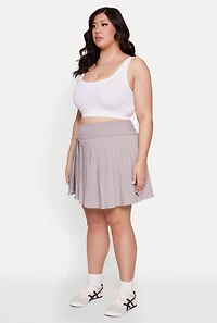 Womens Plus Size High Waist Pleated Tennis Skirt, Grey, Size 2X