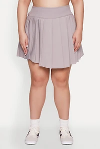 Womens Plus Size High Waist Pleated Tennis Skirt, Grey, Size 2X