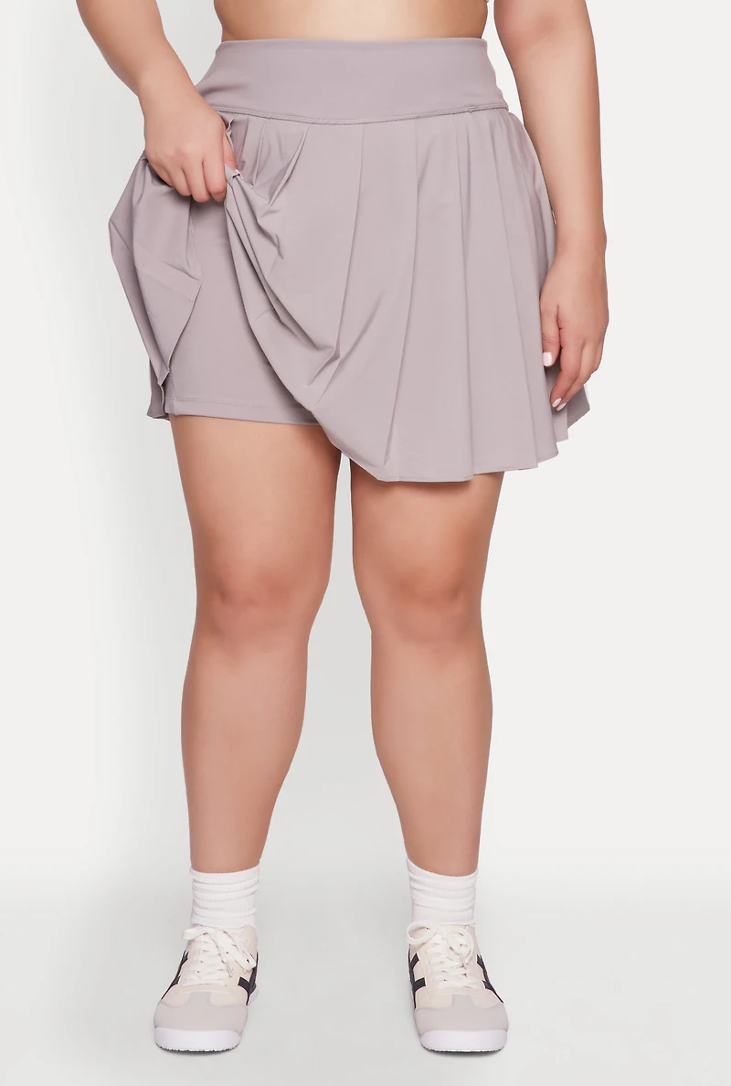 Plus High Waist Pleated Tennis Skirt