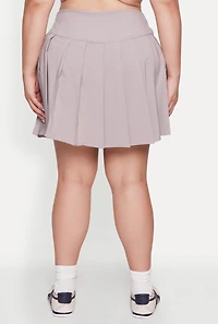 Womens Plus Size High Waist Pleated Tennis Skirt, Grey, Size 2X