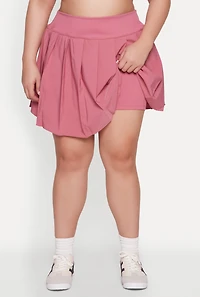 Womens Plus High Waist Pleated Tennis Skirt, Pink,