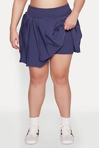 Womens Plus Size High Waist Pleated Tennis Skirt, Blue, Size 2X