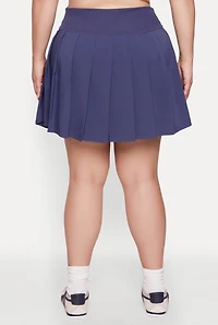 Womens Plus Size High Waist Pleated Tennis Skirt, Blue, Size 2X