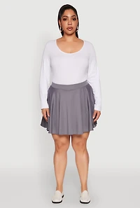 Womens Plus Size High Waisted Circle Skort, Grey, Size 2X