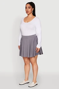 Womens Plus Size High Waisted Circle Skort, Grey, Size 2X