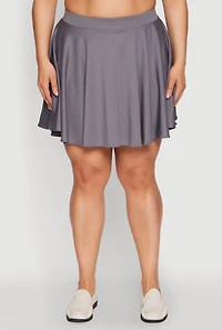 Womens Plus Size High Waisted Circle Skort, Grey, Size 2X