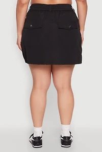 Womens Plus Size Zip Front Cargo Pocket Skirt, Black, Size 2X
